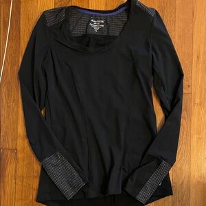 Maika Black Long Sleeve Top with Textured Accents